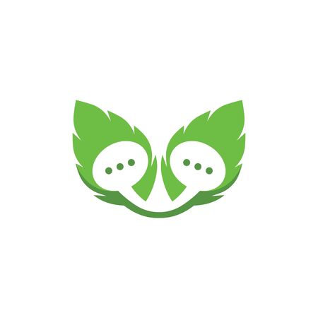 speech bubble leaf concept  logo icon vector templateのイラスト素材