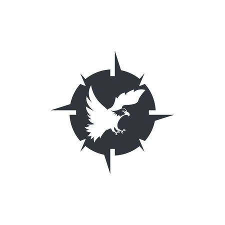 compass witg falcon eagle logo vector template illustration designのイラスト素材