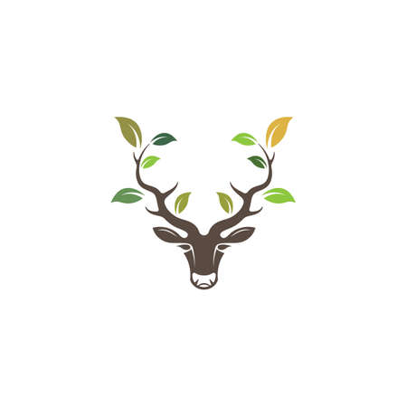 Deer head  with leaf  concept design icon vector illustration  ilustration icon vector design templateのイラスト素材