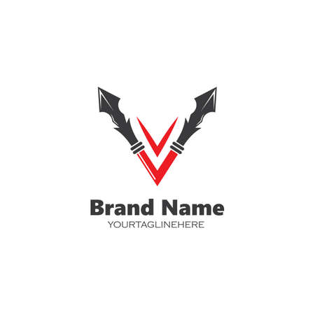 v letter spear icon vector illustration design templateのイラスト素材