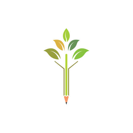 pencil leaf vector icon illustration  designのイラスト素材