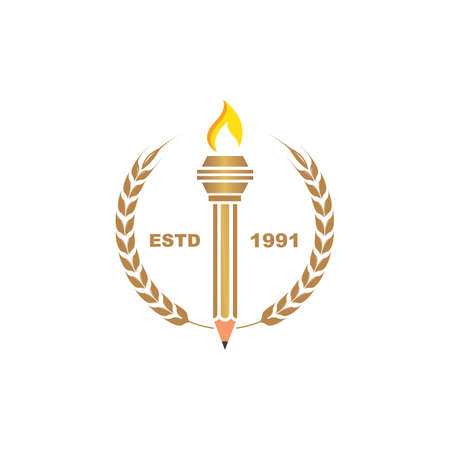 education pencil  torch icon  illustration vector designのイラスト素材