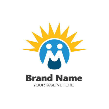 M Letter people vector  icon  Template  Illustration designのイラスト素材