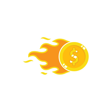 burning golden coin money  icon vector illustration designのイラスト素材
