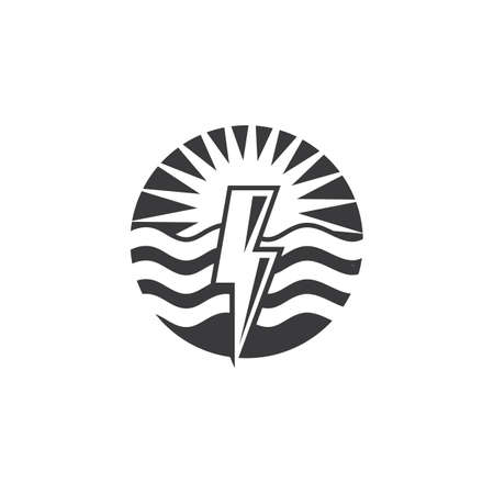 flash thunder bolt with wave  illustration vector templateのイラスト素材