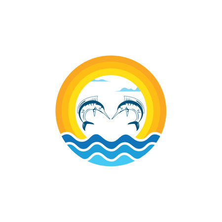 marlin fish icon logo illustration vectorのイラスト素材