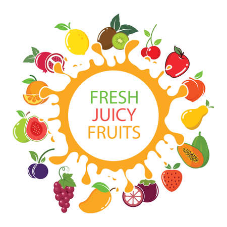 fresh juicy fruits vector illustration design template webのイラスト素材