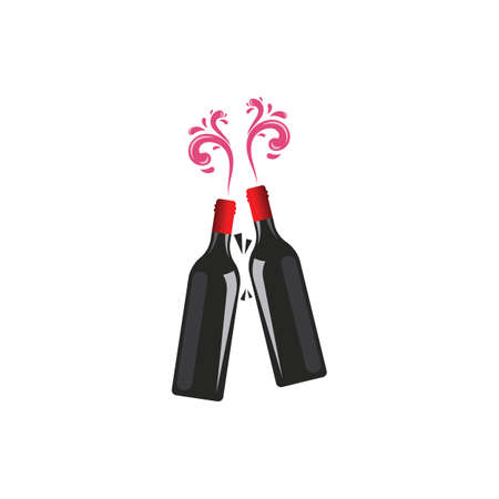 toasting wine bottle  icon vector illustration design templateのイラスト素材