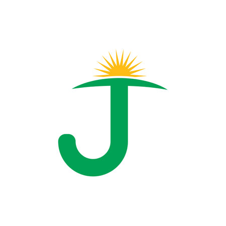 j Letter sun icon Vector Illustration concept design templateのイラスト素材