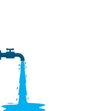 the faucet opens and the water flows to the floor or ground vector illustration design template webのイラスト素材