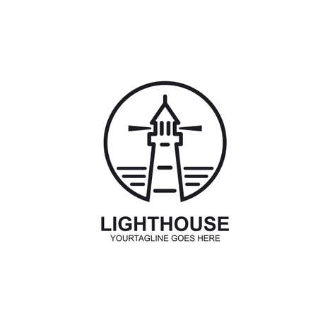lighthouse line circle  icon vector illustration design concept templateのイラスト素材
