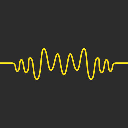 sound wave,pulse line and sound effect ilustration in black screen monitor vector icon template