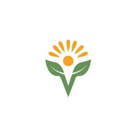 Healthy Life people v letter  leaf vector icon concept designのイラスト素材