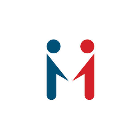 M Letter people concept Template Vector Illustration designのイラスト素材