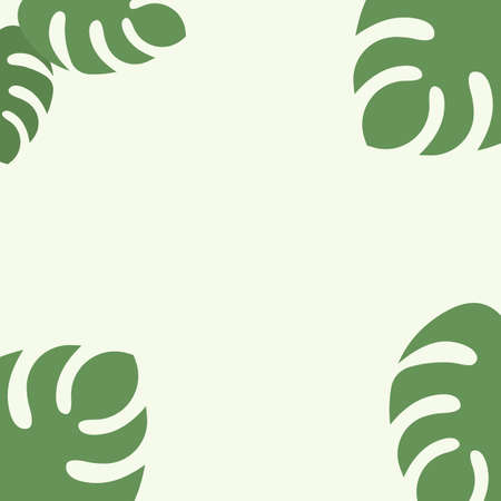 monstera leaf  frame decoration vector background design templateのイラスト素材