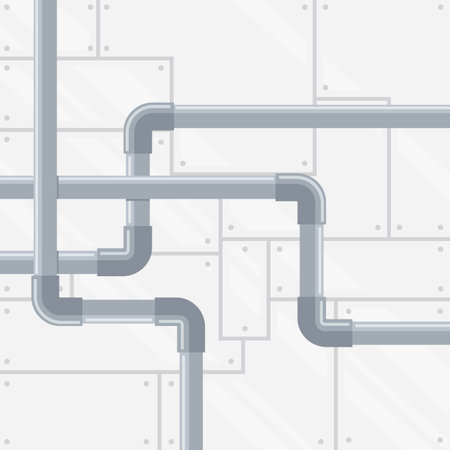 water pipes metal plate background vector element design template