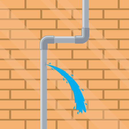 leak water pipes wall brick background  vector element concept design templateのイラスト素材