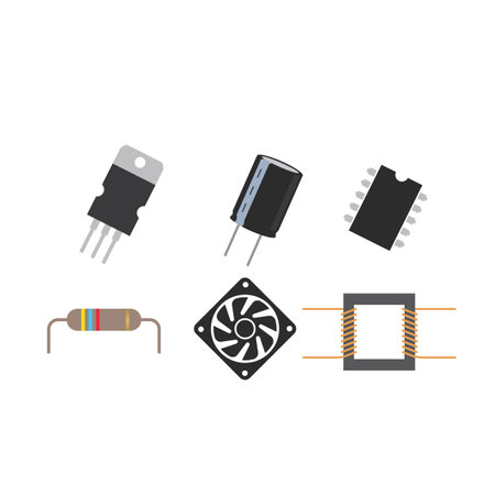electronict component icon set element designのイラスト素材