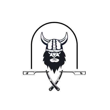 viking barbershop icon vector illustration concept design templateのイラスト素材