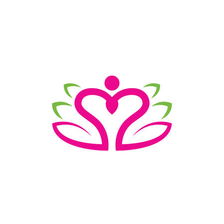 people Meditation leaf concept vector icon design templateのイラスト素材
