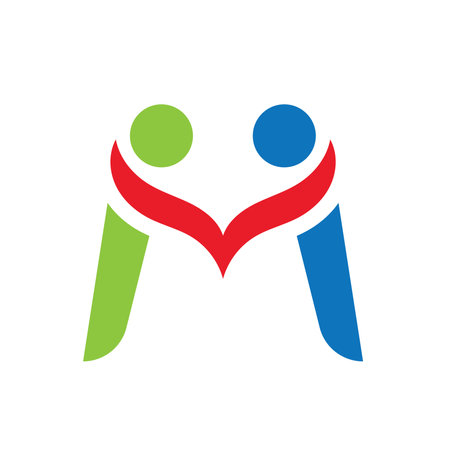 M Letter handshaking  people icon vector concept design templateのイラスト素材