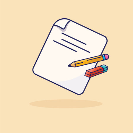 paper,pencil and eraser  vector element cartoon design template webのイラスト素材