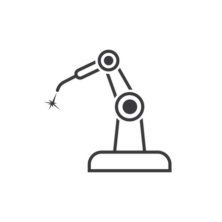 robotic welding element  icon vector line concept design templateのイラスト素材