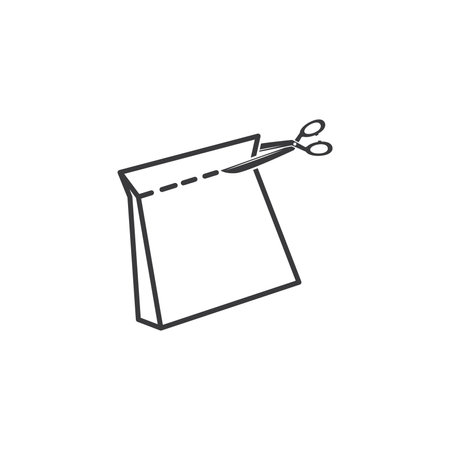 cut product packaging with scissors icon vector element design template webのイラスト素材