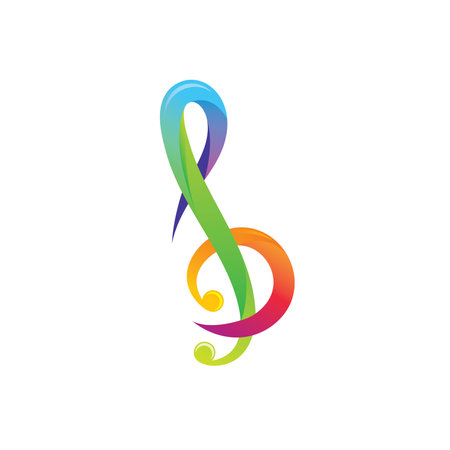 colorful treble clef and quaver note icon for music and musical applications vector designのイラスト素材