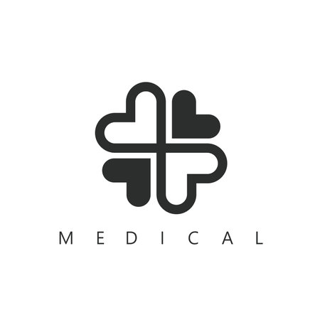 black medical cross heart icon vector concept design templateのイラスト素材