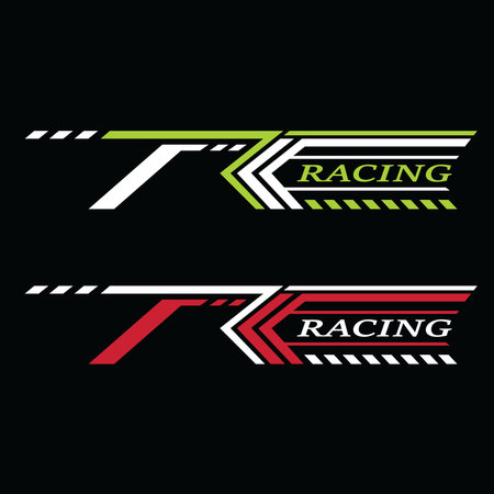 Racing sticker lines for motorcycle and car sticker wrap modification vector design letter R and arrowのイラスト素材