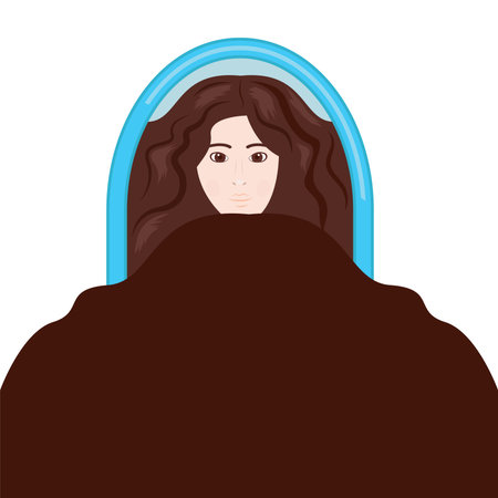 woman looking in the mirror vector cartoon element design template webのイラスト素材