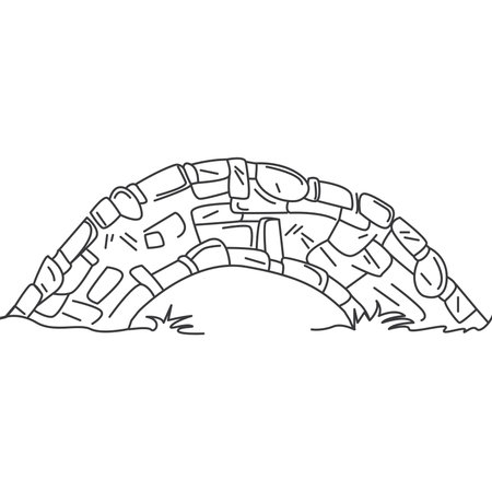 Old stone bridge vector illustration element  design template suitable for learning to colorのイラスト素材