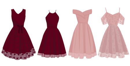 Illustrations Vectors Graphic of Dresses for Charming Red and Pink Partiesのイラスト素材