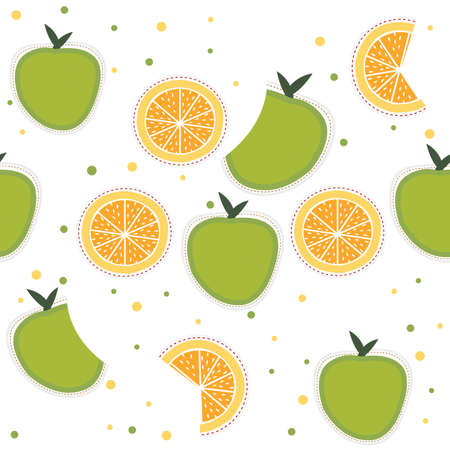 Hello Summer doodle illustration with hand drawn lettering and fruit cartoon characters. Vector...