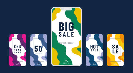 Vector Illustration Stories Template Set For Social Media.Stories Template Design.のイラスト素材