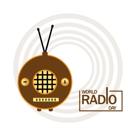 World Radio Day on February 13 Background. Icon Radio Vector illustration.のイラスト素材