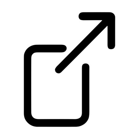 A minimalist black line icon representing an external link share or export action This UI symbol features a square with an arrow pointing up and to the rightのイラスト素材