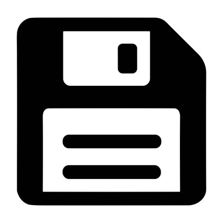 A minimalist vector graphic of a floppy disk, a universal symbol for saving data in computer software and applications. Isolated on a white background.のイラスト素材