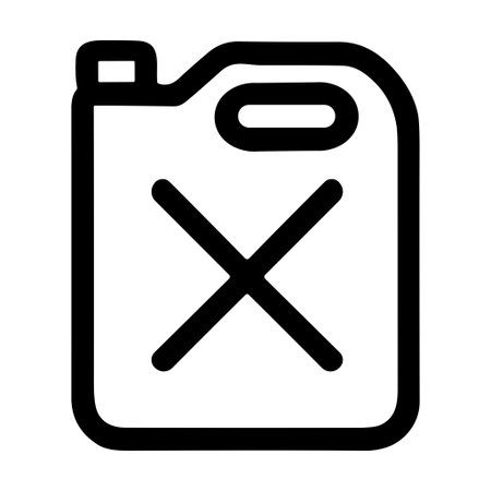 A minimalist vector graphic of a gasoline can with a cross symbol. This icon can represent being out of fuel, an empty container, or a warning sign for flammable liquids.のイラスト素材