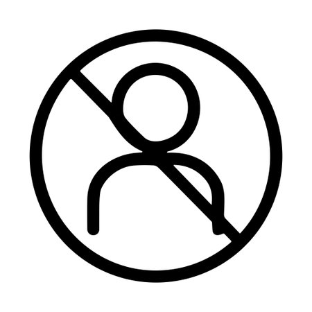 A simple, minimalist line icon representing a banned, blocked, or restricted user. This universal...