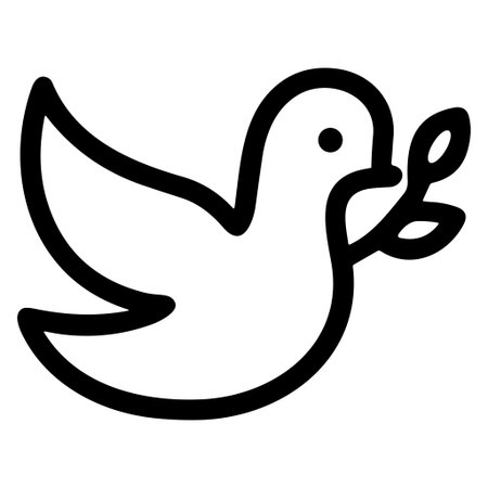 Minimalist black and white outline drawing of a bird holding a leaf, showcasing clean lines and modern art style for design projects or decoration.のイラスト素材