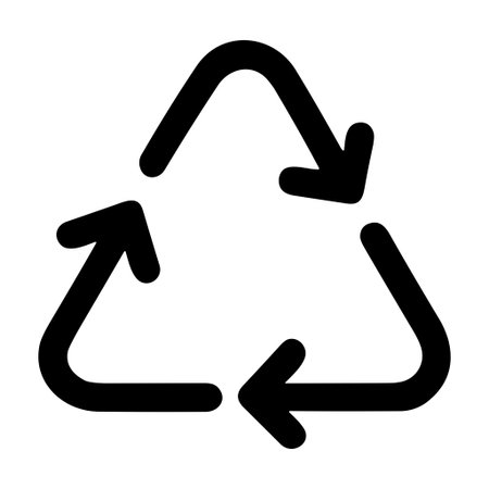Bold black recycle symbol icon representing sustainability, environmental awareness, and waste...