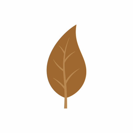 A simple, flat design vector graphic of a single brown leaf, representing autumn, nature, and the fall season. Isolated on a clean white background for easy use.のイラスト素材