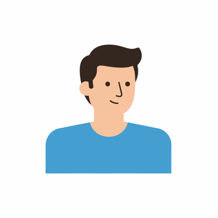 Minimalist flat design portrait of a young adult male character. A simple  illustration of a person...