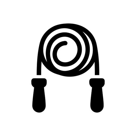 Jump rope silhouette shows a coiled rope with handles on a white backgroundのイラスト素材