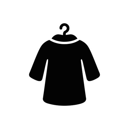 Dress silhouette on hanger  black white minimalist clothing icon for fashion retail and design applicationsのイラスト素材