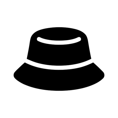 Fedora hat black silhouette style featuring white band against clean white backgroundのイラスト素材