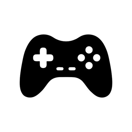 Gaming controller silhouette depicts a modern gamepad design perfect for digital entertainment and...