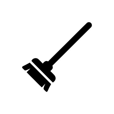 Squeegee silhouette icon showing angled handle and blade for window cleaning on white background